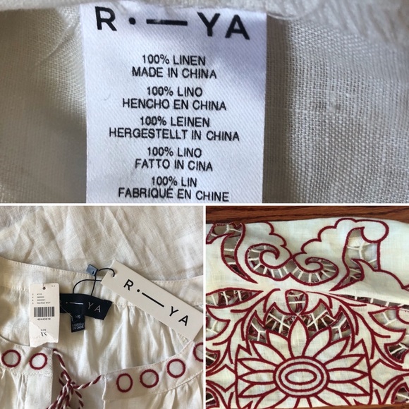 Anthropology Embroidered Beautiful Linen Blouse XS - Picture 8 of 8